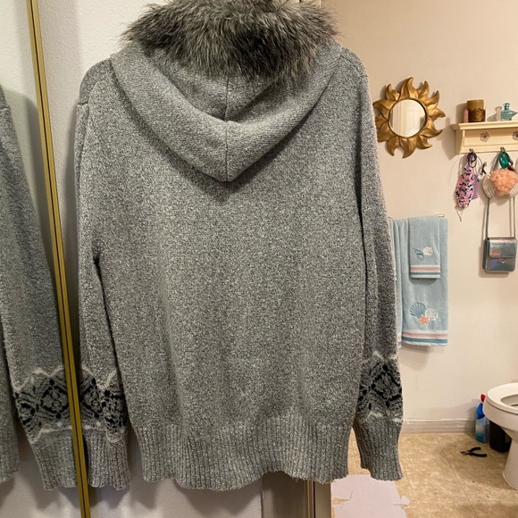 SEVENTH AVE-Sexy Faux Fur Button Down Sweater - Picture 3 of 3